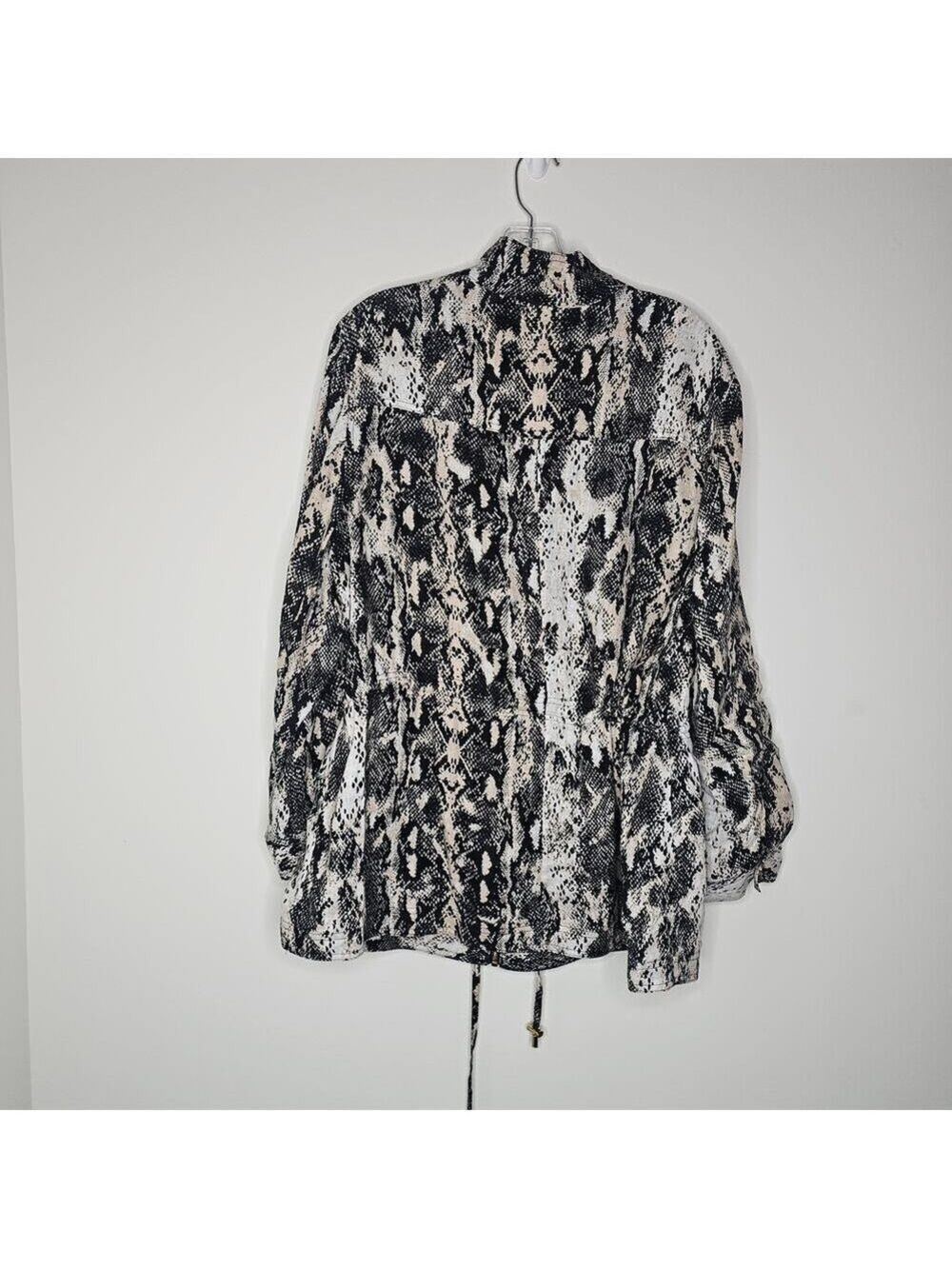 Calvin Klein Linen Snakeskin Print Zip Drawstring Jacket Size 0X - Picture 3 of 8
